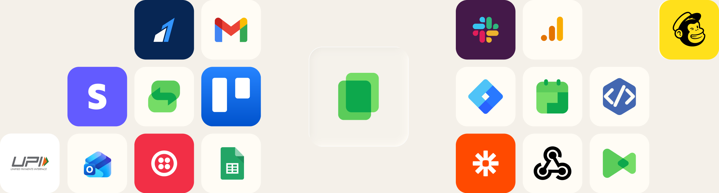 NeetoForm connects with Stripe, Razorpay, UPI, Gmail, Outlook, Trello, Twilio, Google Sheets, Slack, Google Analytics, Google Tag Manager, Zapier, webhooks, Mailchimp and other Neeto products